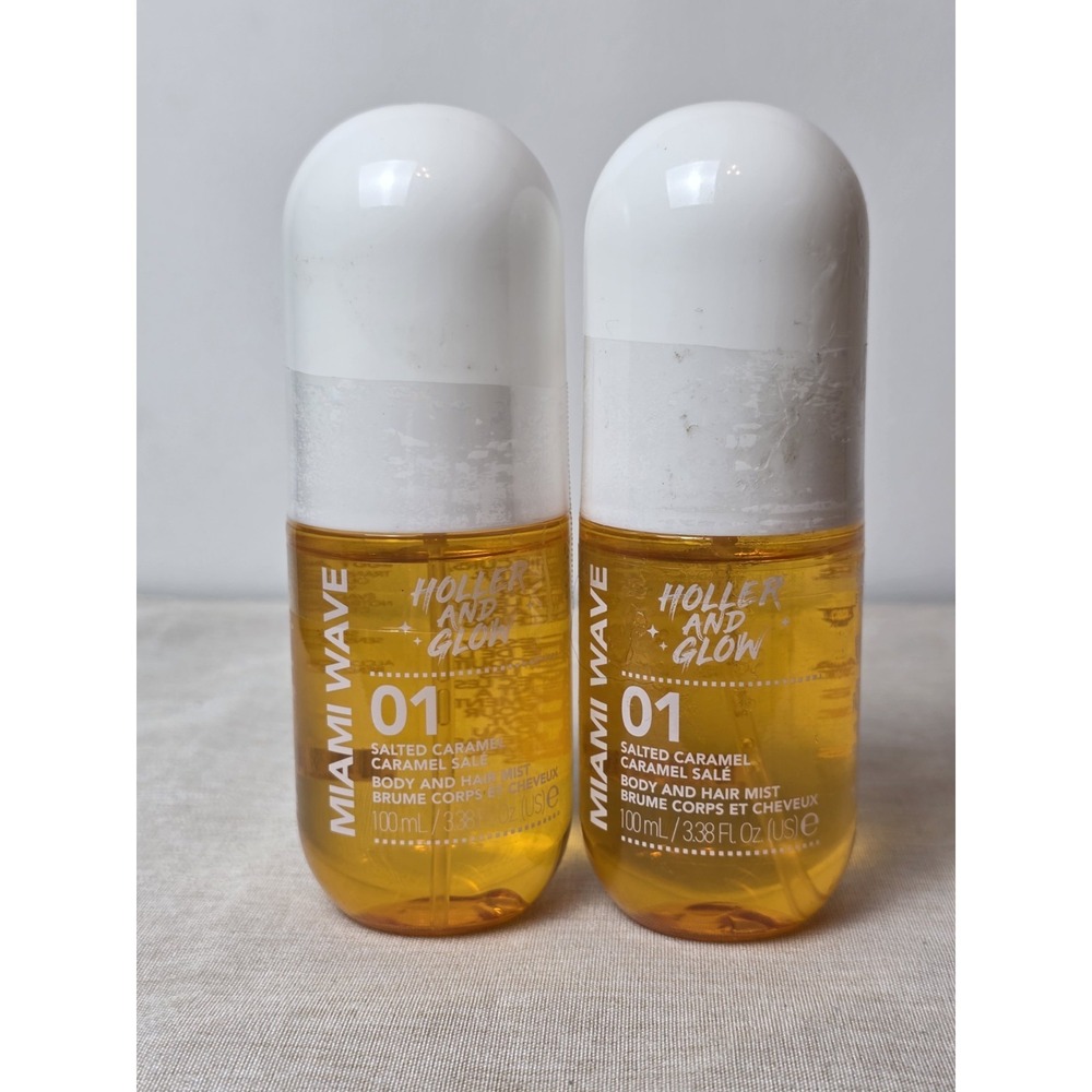 2 Holler And Glow Miami Wave Salted Caramel Body & Hair Mist Body Spray 8.11 Oz